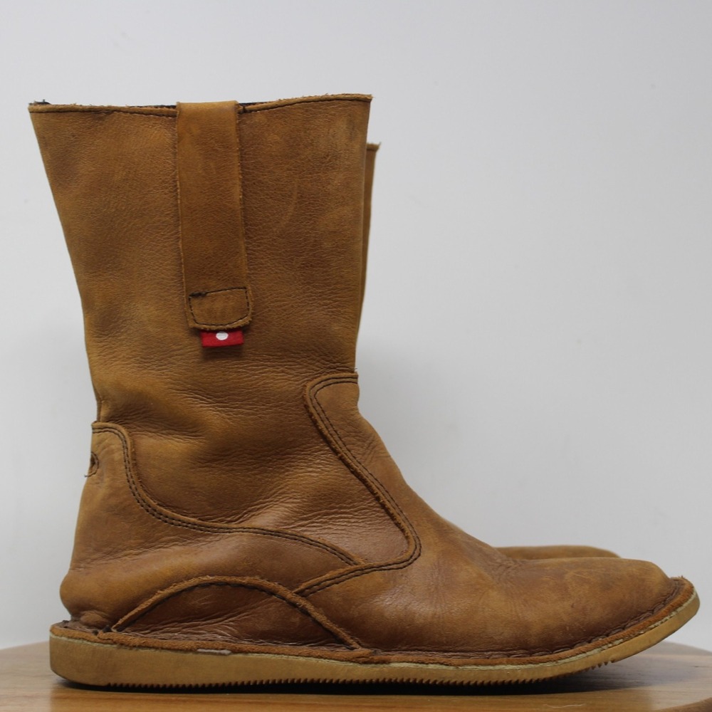 Oliberte Yabela Leather Pull On Boots Brown Round Toe Casual Ankle Boots 6.5‎